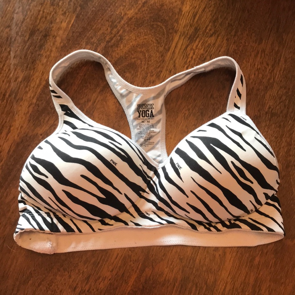 Medium PINK YOGA padded push-up sports bra